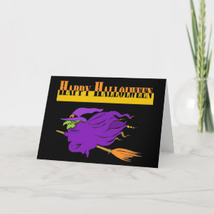 Fröhliches Halloween mit Purple Witch Karte