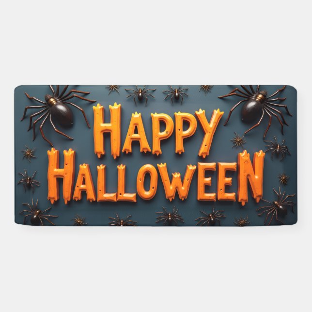 Fröhliches Halloween mit Spinnen  Banner (Horizontal)
