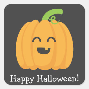 Fröhliches Halloween mit süßem Kürbis Quadratischer Aufkleber