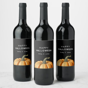 Fröhliches Halloween mit vintage Kürbis Weinetikett