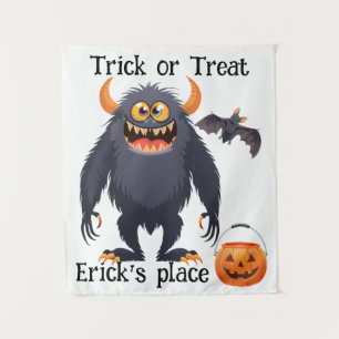 Fröhliches Halloween Monster Süßigkeiten oder Saur Wandteppich