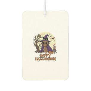 Fröhliches Halloween Mops Hexenhut Kessel Kürbisse Autolufterfrischer