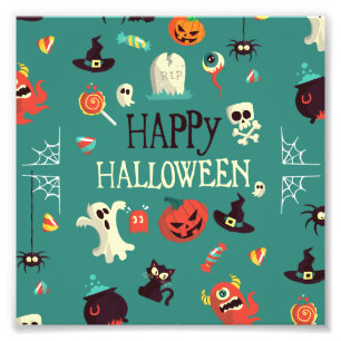 Fröhliches Halloween-Muster Fotodruck