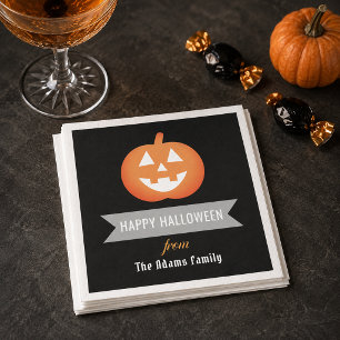 Fröhliches Halloween Orange Jack o Lantern Familie Serviette