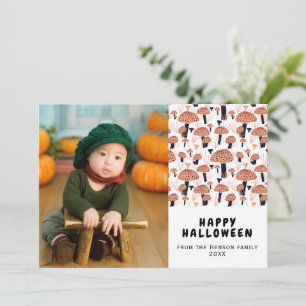 Fröhliches Halloween Orange Pilz Herbst Foto Feiertagskarte