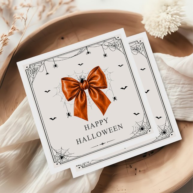 Fröhliches Halloween Orange Schleife Serviette (Von Creator hochgeladen)