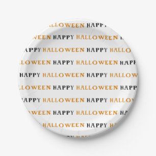 Fröhliches Halloween Orange Schwarze Schrift Party Pappteller