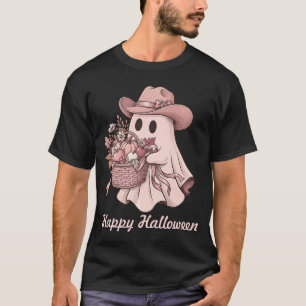 Fröhliches Halloween Pinke Cowgirl-Geist T-Shirt