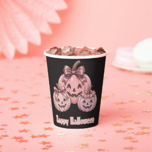 Fröhliches Halloween Pinkoween Vintage-Kürbis-Trio Pappbecher