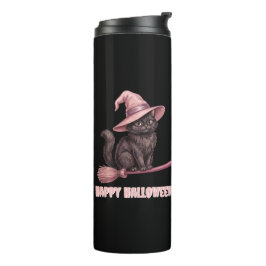 Fröhliches Halloween Pinkoween Vintage Schwarze He Thermosbecher