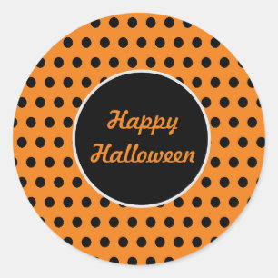 Fröhliches Halloween Punkte Runde Aufkleber (Orang
