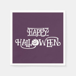 'Fröhliches Halloween' Reiche Tiefe Pflaume Party Serviette