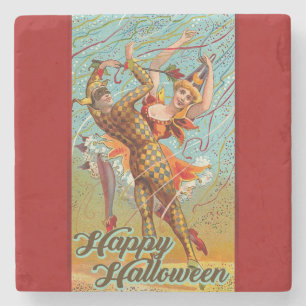 Fröhliches Halloween Retro Plakat Steinuntersetzer