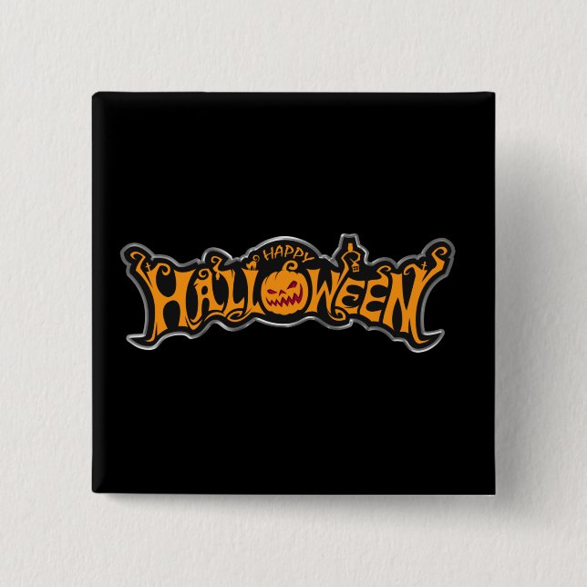 Fröhliches Halloween Ruby Eye Kürbis Silber Rahmen Button (Vorderseite)