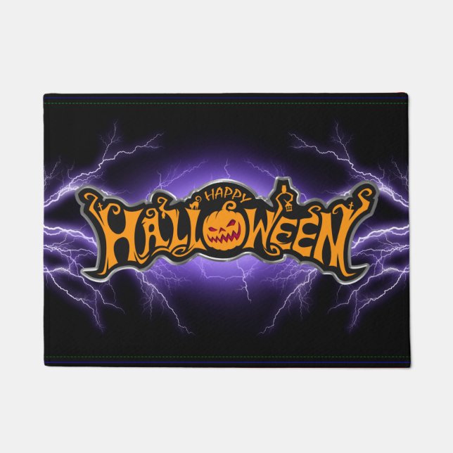 Fröhliches Halloween Ruby Eyed Pumpkin Purple Ligh Fußmatte (Vorderseite)