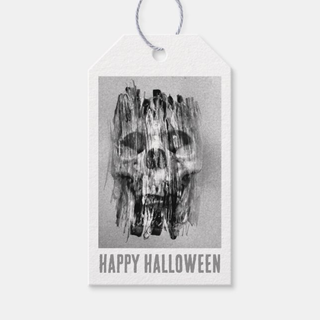 Fröhliches Halloween. Schädel in Not Geschenkanhänger (Vorderseite)