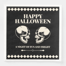 Fröhliches Halloween Schädel lachend Schwarz Serviette