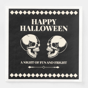Fröhliches Halloween Schädel lachend Schwarz Serviette