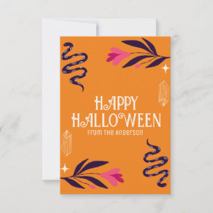 Fröhliches Halloween Schlangen Orange Personalisie Dankeskarte