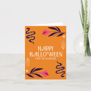 Fröhliches Halloween Schlangen Orange Personalisie Karte