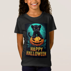 Fröhliches Halloween Schwarz Panther Kätzchen T-Shirt
