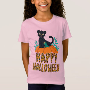 Fröhliches Halloween Schwarz Panther Kätzchen T-Shirt