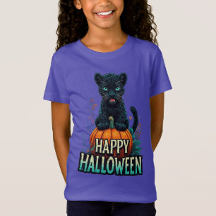 Fröhliches Halloween Schwarz Panther Kätzchen T-Shirt