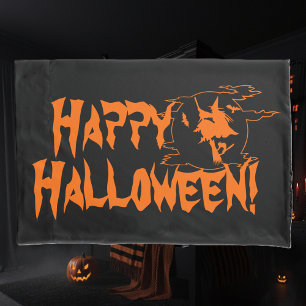 Fröhliches Halloween schwarz und orange Kissenbezu Kissenbezug