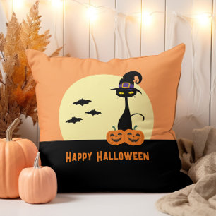 Fröhliches Halloween Schwarze Katze Kissen