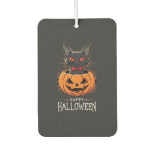 Fröhliches Halloween Schwarze Katze Kürbis Design_ Autolufterfrischer