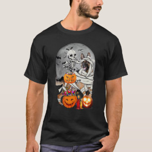 Fröhliches Halloween Skelett Deutscher Schäferhund T-Shirt