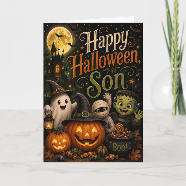Fröhliches Halloween Sohn Karte (Vorderseite)