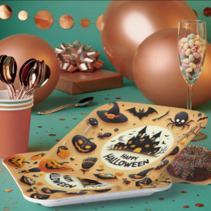 Fröhliches Halloween Spaß Grusel-Mix & Spukhaus Pappteller