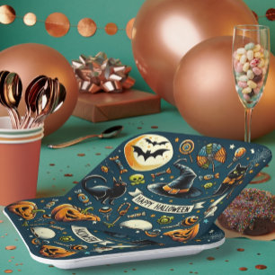 Fröhliches Halloween Spaß & Gruselig Pappteller