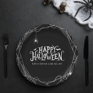 Fröhliches Halloween Spinne Essen Trinken Sei Grus Pappteller