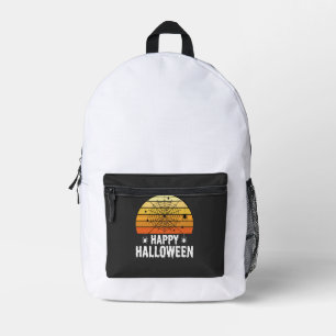 Fröhliches Halloween Spinnennetz Sonnenuntergang D Bedruckter Rucksack