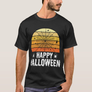 Fröhliches Halloween Spinnennetz Sonnenuntergangsd T-Shirt