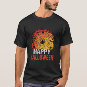 Fröhliches Halloween Spinnennetz Vektordesign T-Shirt