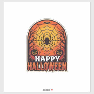 Fröhliches Halloween Spinnennetz Vintage Gravur De Aufkleber