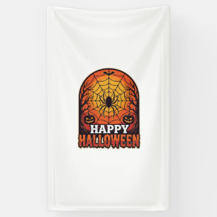 Fröhliches Halloween Spinnennetz Vintage Gravur De Banner