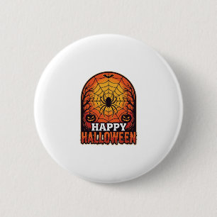 Fröhliches Halloween Spinnennetz Vintage Gravur De Button
