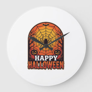 Fröhliches Halloween Spinnennetz Vintage Gravur De Große Wanduhr