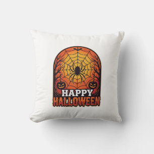 Fröhliches Halloween Spinnennetz Vintage Gravur De Kissen