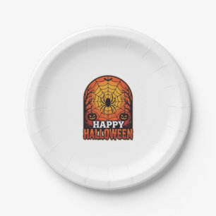 Fröhliches Halloween Spinnennetz Vintage Gravur De Pappteller