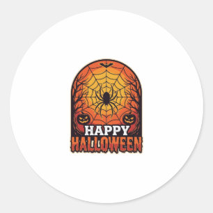 Fröhliches Halloween Spinnennetz Vintage Gravur De Runder Aufkleber