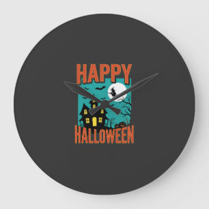 Fröhliches Halloween Spukhaus Hexen Design Große Wanduhr
