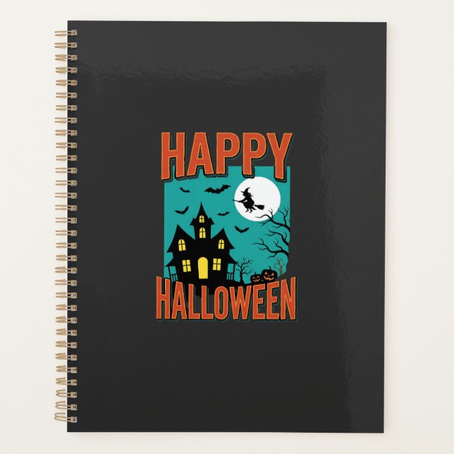 Fröhliches Halloween Spukhaus Hexen Design Planer (Vorderseite)