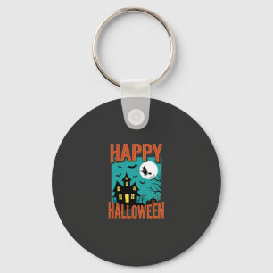 Fröhliches Halloween Spukhaus Hexen Design Schlüsselanhänger