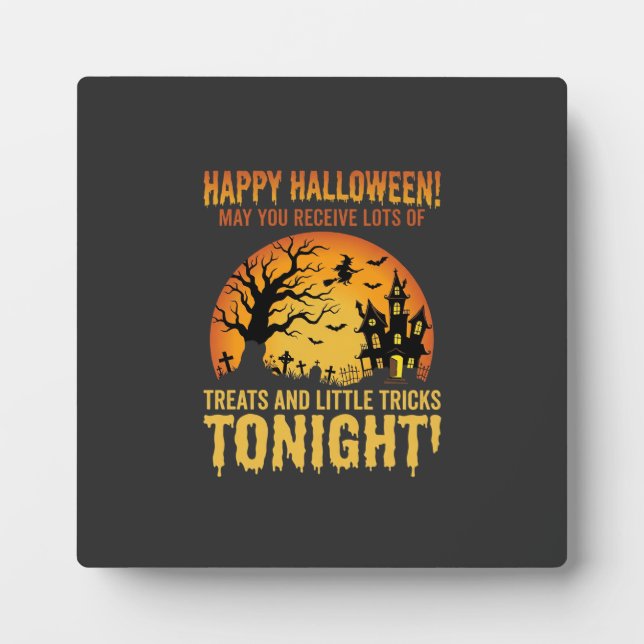 Fröhliches Halloween Spukhaus Süßigkeiten oder Sau Fotoplatte (Vorderseite)