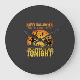 Fröhliches Halloween Spukhaus Süßigkeiten oder Sau Große Wanduhr